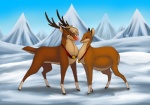 antlers baby_bump belly blush canon_couple duo female feral hair holidays hooves horn husband_and_wife male married_couple outside pregnant quadruped red_nose snow tail thiscrispykat christmas rudolph_the_red-nosed_reindeer:_the_movie rudolph_the_red-nosed_reindeer zoey_(rudolph) deer mammal new_world_deer reindeer