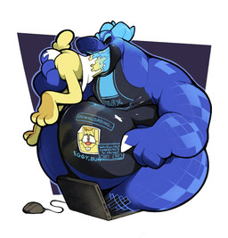 anthro belly black_body blue_body blue_horn buckteeth claws computer computer_mouse digestion electronics eyewear fat_arms fur glasses horn imminent_vore laptop male obese obese_male open_mouth overweight overweight_male pink_nose size_difference snout teeth thick_neck vore wide_hips yellow_body yellow_fur boot_(artist) mythology data_(boot) digital_creature dragon lagomorph leporid mammal mythological_creature mythological_scalie rabbit scalie 2020 hi_res