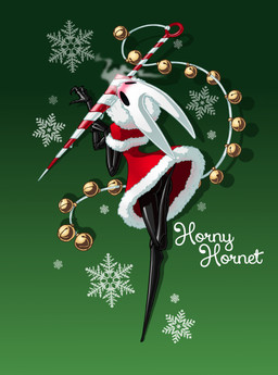 anthro arched_back bell blush blushing_profusely bodily_fluids bubble_butt butt candy_cane_in_mouth christmas_clothing christmas_dress clothing dress dripping female holidays horn hornet's_needle jingle_bell looking_at_viewer looking_back looking_back_at_viewer one_leg_up presenting presenting_hindquarters raised_leg rear_view saliva saliva_drip segmented_body slim_female small_waist snowflake solo steam steaming_body text wasp_waist eidel-elias-weise christmas hollow_knight_(franchise) team_cherry hornet_(hollow_knight) arachnid arthropod spider weaver_(hollow_knight) 2021 absurd_res english_text hi_res