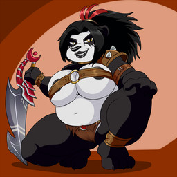 anthro barbarian bear big_breasts black_fur breasts clothed clothing crouching female fur huge_breasts huoyue lonbluewolf looking_at_viewer mammal nipple_slip nipples obese overweight panda pandaren skimpy solo spread_legs spreading sword thick_thighs video_games warcraft weapon wide_hips world_of_warcraft yellow_eyes
Rating: Questionable
Score: 12
User: Huoyue
Date: November 19, 2014 anthro barbarian bear big_breasts black_fur breasts clothed clothing crouching female fur huge_breasts huoyue lonbluewolf looking_at_viewer mammal nipple_slip nipples obese overweight panda pandaren skimpy solo spread_legs spreading sword thick_thighs video_games warcraft weapon wide_hips world_of_warcraft yellow_eyes
Rating: Questionable
Score: 12
User: Huoyue
Date: November 19, 2014
