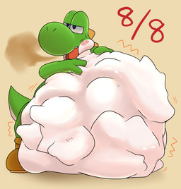 4_fingers ambiguous_anthro ambiguous_gender ambiguous_pred anthro anthro_pred belly big_belly big_nose biped blue_eyes blush bodily_fluids burp_cloud burping cheek_blush clothing cloud_emanata countershade_body countershade_tail countershade_torso countershading cute_fangs emanata fangs fingers footwear footwear_only fully_inside glistening glistening_belly glistening_body green_arms green_body green_face green_hands green_tail half-closed_eyes hand_on_belly hand_on_own_belly head_ridge huge_belly hyper hyper_belly imprint light male male_pred monotone_arms monotone_background monotone_belly monotone_hands mostly_nude mostly_nude_ambiguous mostly_nude_anthro motion_lines multiple_prey narrowed_eyes open_mouth oral_vore red_blush red_text round_nose same_size_vore semi-anthro shoes shoes_only simple_background soft_vore solo sweat sweatdrop tail tan_background tapering_tail teeth text tight_belly tongue two_tone_face two_tone_tail unseen_prey vore white_belly white_body white_countershading white_face white_tail sabamiso_(sabamasasix) mario_bros nintendo vore_day dinosaur green_yoshi prehistoric_species reptile scalie yoshi 2021 digital_drawing_(artwork) digital_media_(artwork) full-length_portrait hi_res japanese_description lighting portrait shaded soft_shading