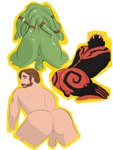 anus balls beard facial_hair genitals green_body green_skin group horn male nude pseudo_hair tentacle_hair tentacles trio star_wars darth_maul kit_fisto obi-wan_kenobi alien alien_humanoid human humanoid mammal nautolan zabrak 3:4 absurd_res hi_res