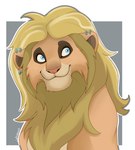 alternate_species anthro blonde_hair blue_eyes fur furrification hair makeup male piercing pink_nose smile solo tan_body tan_fur nemushiffer disney metal_family the_lion_king glam_(metal_family) felid lion mammal pantherine