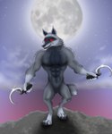 abs anthro barefoot clothing feet full_moon looking_at_viewer male moon muscular muscular_male pose sickle solo villainous rahir dreamworks puss_in_boots_(franchise) death_(puss_in_boots) canid canine canis mammal wolf 5:6 digital_media_(artwork) hi_res