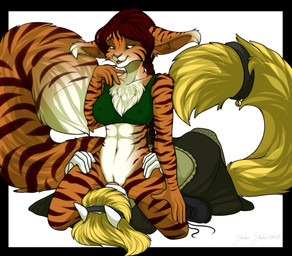 5_fingers anthro biped black_border blonde_hair border bottomless breasts chest_tuft clothed clothing cunnilingus dress duo facesitting female female/female fingers footwear fur green_eyes hair lips looking_down navel nipple_outline oral red_hair sex shoes simple_background sitting_on_another smile striped_body striped_fur stripes tuft vaginal white_background year jackiejackal domestic_cat felid feline felis mammal 2015 signature daughter_(lore) mother_(lore) mother_and_child_(lore) mother_and_daughter_(lore) parent_(lore) parent_and_child_(lore) parent_and_daughter_(lore)