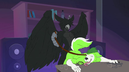 alcohol anal anal_penetration anthro anthro_on_anthro anthro_penetrated anthro_penetrating anthro_penetrating_anthro bent_over beverage big_butt bodily_fluids bookshelf bouncing_butt breath broadcast butt buzzer clinking collar container cup dominant dominant_anthro dominant_male drinking_glass drunk drunk_sex duo electronics erection fast_sex feathers fluffy fluffy_tail from_behind_position fucked_silly fucked_to_exhaustion fur furniture glass glass_container glass_cup green_body green_fur green_hair hair holding_object indoor_sex inside interspecies knot_fucking leash leash_pull leashed_collar livestream looking_pleasured male male/male male_penetrated male_penetrating male_penetrating_male moan nude on_table open_mouth panting penetration penile penile_penetration penis_in_ass radio rough_sex sex sex_on_table shot_glass smile speaker studio submissive submissive_anthro submissive_male substance_intoxication table tail tattoo thick_thighs tongue tongue_out brolaren sound_warning third-party_edit darkwitt_(va) mythology zane_khandr zerva_von_zadok_(capesir) avian canid canine canis domestic_dog gryphon husky mammal mythological_avian mythological_creature nordic_sled_dog spitz 16:9 2d_animation animated digital_media_(artwork) frame_by_frame hi_res loop short_playtime sound sound_edit voice_acted widescreen