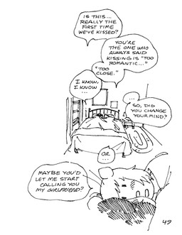 anthro bed blush detailed_background dialogue duo female furniture hair inside lying on_side open_mouth page_number round_ears round_nose rug speech_bubble text under_covers window gaydottiff ash_(gaydottiff) juliet_(gaydottiff) mammal mouse murid murine rodent 2024 black_and_white comic english_text hi_res monochrome trans_(lore) trans_woman_(lore)