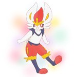 ambiguous_gender anthro blurred_background fur on_one_leg open_mouth open_smile pose red_eyes smile solo standing white_body white_fur yellow_inner_ear eve_(artist) nintendo pokemon cinderace generation_8_pokemon pokemon_(species) 1:1 2022 hi_res