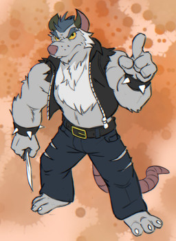 3_toes 4_fingers anthro biped bottomwear clothing feet fingers fur grey_body grey_fur humanoid_hands male pants solo standing toes weapon sneakygnida brok_the_investigator cowcat_games squealers_chief mammal murid murine rat rodent 2026 absurd_res hi_res