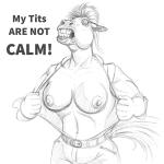 angry anthro breasts clenched_teeth clothed clothing exclamation_point female fur hair nipples open_clothing open_shirt open_topwear shirt simple_background solo teeth text topwear white_background wide_eyed cuprohastes equid equine horse mammal 1:1 2016 2d_animation animated english_text low_res monochrome motion_tweening sketch subtle_animation