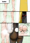 anthro bathing butt comic dialogue dirty door duo faceless_character faceless_male female fur generation_8_pokemon hi_res humanoid inside lagomorph leporid male male/female mammal nintendo noconcession pokemon pokemon_(species) rabbit raboot rear_view red_body red_fur shower showering showering_together speech_bubble surprise