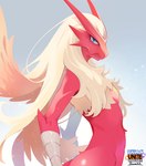 ambiguous_gender anthro beak biped blue_eyes fur glistening glistening_body grey_body long_fur looking_at_viewer mouth_closed red_body red_fur side_view simple_background solo yellow_body yellow_fur suahh nintendo pokemon blaziken generation_3_pokemon pokemon_(species)