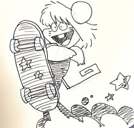anthro biped chibi clothed clothing open_mouth simple_background skateboard skateboarding solo vehicle hikari_gamba gamba_no_bouken gamba_no_bouken_(series) ikasama mammal mouse murid murine rodent 2024 hi_res