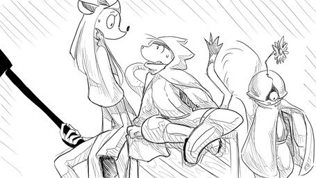 anthro bandanna_on_forehead box cloak clothing container crate crown female flower group gun headgear looking_at_another looking_down plant ranged_weapon rifle sitting sniper_rifle tiara trio weapon dragonweirdo bless_(dragonweirdo) daisy_(dragonweirdo) tula_(dragonweirdo) american_opossum domestic_ferret mammal marsupial mustelid musteline rodent sciurid tree_squirrel true_musteline weasel hi_res