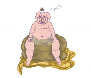 anthro clothed clothing diaper diaper_only excessive_feces feces hyper hyper_feces hyper_soiling male pooping scatplay simple_background soiled_diaper soiling soiling_diaper solo topless unclean_diaper used_diaper using_diaper wearing_diaper white_background nawtymonster domestic_pig mammal suid suine sus_(pig)