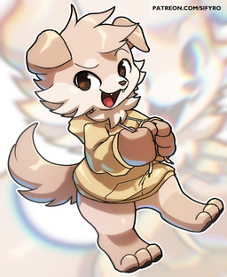 ambiguous_gender anthro biped chibi clothed clothed_anthro clothing high-angle_view hoodie kemono looking_at_viewer paws pose solo three-quarter_view topwear blitzdrachin conditional_dnp canid canine canis domestic_dog mammal 2022 digital_drawing_(artwork) digital_media_(artwork) full-length_portrait portrait shaded soft_shading