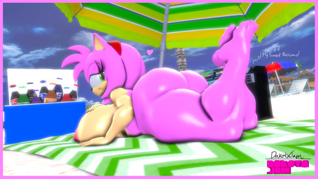 accessory anthro beach beach_chair beach_towel beach_umbrella bedroom_eyes beverage beverage_bottle big_breasts big_butt boombox border bottle breasts butt container cooler feet female glistening glistening_arms glistening_body glistening_breasts glistening_butt glistening_feet glistening_legs glistening_thighs hand_on_breast headband headband_only heart_symbol huge_breasts huge_butt huge_thighs legs_up looking_at_viewer looking_back lying narrowed_eyes nude on_front parasol pink_border seductive soda soda_bottle solo thick_thighs towel wide_hips dj_ballistic5 sega sonic_the_hedgehog_(series) amy_rose eulipotyphlan hedgehog mammal 16:9 3d_(artwork) digital_media_(artwork) hi_res widescreen