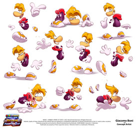 4_fingers action_pose all_fours band-aid band-aid_on_face band-aid_on_nose bandage bandage_on_face bandage_on_nose big_nose black_eyebrows black_eyes black_nose blonde_hair blue_eyes bodily_fluids clapperboard clenched_teeth closed_frown closed_smile clothed clothed_humanoid clothed_male clothing copyright_symbol eyebrows falling fingers fist floating_hands floating_head floating_torso footwear frown furrowed_brow furrowed_eyebrows gesture gloves gramophone grumpy hair hand_gesture hand_on_hip hand_on_own_hip handwear heterochromia hoodie lidded_eyes light looking_at_self looking_at_viewer male male_humanoid midair missing_tooth motion_blur mouth_closed not_furry on_one_leg one_eye_closed open_mouth open_smile pink_tongue pointing pose purple_clothing purple_gloves purple_handwear purple_hoodie purple_topwear saliva scared shoes short_hair simple_background smile smiling_at_viewer solo spinning_fist standing studio_lights sweat sweatdrop symbol tan_body tan_skin teeth text thinking thumbs_up tired tongue toothy_grin toothy_smile topwear white_background white_clothing white_gloves white_handwear year yellow_clothing yellow_footwear yellow_shoes giacomo_boni mario_plus_rabbids_sparks_of_hope nintendo rayman_(series) ubisoft rayman humanoid raypeople_(rayman) 2023 absurd_res adobe_photoshop_(artwork) artist_name colored concept_art crossover digital_drawing_(artwork) digital_media_(artwork) english_description english_text hi_res lighting multiple_images official_art procreate_(artwork) shaded