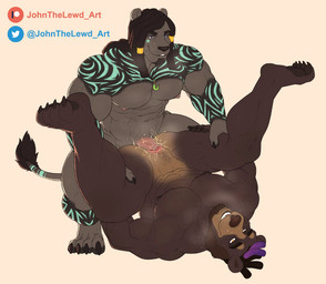 abs andromorph andromorph/male andromorph_penetrated anthro anthro_on_anthro anthro_penetrated anthro_penetrating anthro_penetrating_anthro beard black_beard black_body black_facial_hair black_hair blue_markings brown_beard brown_body brown_facial_hair dreadlocks duo facial_hair genitals grey_body hair humanoid_genitalia humanoid_vulva intersex intersex/male intersex_penetrated lying male male_penetrating male_penetrating_andromorph male_penetrating_intersex markings multicolored_hair muscular muscular_andromorph muscular_anthro muscular_intersex muscular_male narrowed_eyes nude on_back open_mouth pecs penetration penile penile_penetration penis_in_vagina purple_eyes purple_hair sex simple_background smile spread_legs spreading tan_background tan_body two_tone_hair vaginal vaginal_penetration vulva yellow_eyes johnthelewd_art muzukun_drazgotha bear felid lion mammal pantherine hi_res