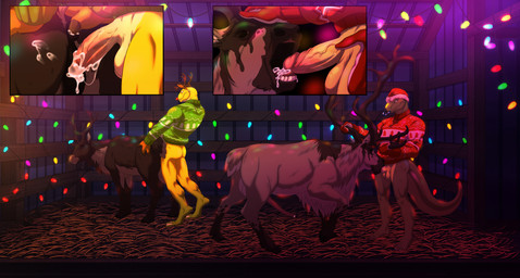 anal anal_penetration anthro anthro_on_feral anthro_penetrating anthro_penetrating_feral antlers anus balls bestiality black_hooves bodily_fluids brown_body brown_fur cloven_hooves cum cum_in_vagina cum_inside erection female feral feral_penetrated fur genital_fluids genitals group hooves horn interspecies male male/female male/male oral oral_penetration parallel_sex penetration penile penile_penetration penis penis_in_mouth penis_in_vagina puffy_anus sex vaginal vaginal_penetration zeta-la-angie amphibian deer frog lizard mammal new_world_deer reindeer reptile scalie hi_res