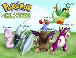 blue_body bone brown_body female green_body group male pink_body pink_skin purple_body skull white_face wings crunchypuff125 fakemon pokemon_clover draconius_(pokemon_clover) ebolable honrade marleyzard spookzilla uwotto hi_res