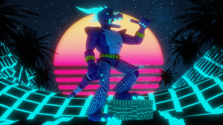 ambiguous_gender anthro belt bracelet glowing glowing_eyes glowing_horn glowing_teeth horn jewelry looking_at_viewer machine shoulder_pads solo spiked_belt spiked_bracelet spikes synthwave tail teeth niko_stargazer five_nights_at_freddy's five_nights_at_freddy's:_security_breach mythology scottgames steel_wool_studios fan_character montgomery_gator nikostargazer alligator alligatorid animatronic crocodilian dragon hybrid mythological_creature mythological_scalie reptile robot scalie 16:9 3d_(artwork) blender_(artwork) digital_media_(artwork) hi_res widescreen