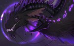 2022 absurd_res black_body black_scales digital_media_(artwork) dragon hi_res horn huge_filesize mythological_creature mythological_scalie mythology purple_eyes saphireshear scales scalie smile spines