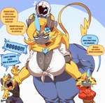 anthro big_breasts black_body black_fur breasts cleavage clothed clothing female fur group huge_breasts jacket male mask mature_female multicolored_body tail thick_thighs topwear wide_hips yellow_body yellow_fur bunnemilk nintendo pokemon aurora_(nbanoob) generation_7_pokemon legendary_pokemon pokemon_(species) zeraora hi_res mother_(lore) mother_and_child_(lore) mother_and_son_(lore) parent_(lore) parent_and_child_(lore) parent_and_son_(lore) son_(lore)