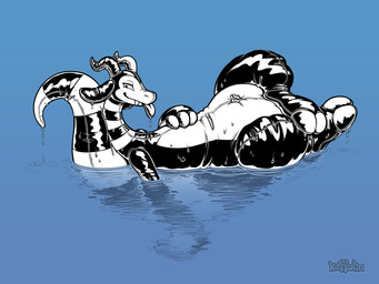 ambiguous_gender anthro black_body blue_background hooves horn inflatable looking_at_viewer nozzle_on_belly simple_background smile solo tail tongue tongue_out white_body keffotin mythology lujo_(trufours) animate_inanimate demon dragon living_inflatable mythological_creature mythological_scalie scalie 2025 4:3 digital_media_(artwork) hi_res