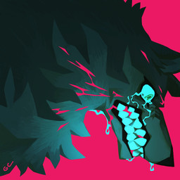 ambiguous_form blood bodily_fluids countershade_face countershade_fur countershading fangs fur male solo tears teeth genicecream brand_new_animal studio_trigger shirou_ogami canid canine canis mammal wolf 1:1