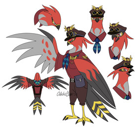ambiguous_gender anthro aviator_cap aviator_glasses badge beak belt clothed clothing eyewear glasses harmony_scarf hat headgear headwear open_beak open_mouth pouch_(clothing) simple_background solo standing white_background odeko-yma nintendo pokemon pokemon_mystery_dungeon spike_chunsoft captain_cinder_(odeko-yma) avian bird generation_6_pokemon pokemon_(species) talonflame 2026 absurd_res digital_media_(artwork) hi_res signature female_(lore)