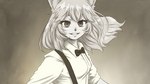 biped bow_tie clothed clothing collared_shirt cosplay female inner_ear_fluff looking_at_viewer simple_background smile solo suspenders tuft white_clothing plagueofgripes plastic_love real_world vshojo vtuber mariya_takeuchi nyanners animal_humanoid cat_humanoid felid felid_humanoid feline feline_humanoid humanoid mammal mammal_humanoid 16:9 2022 hi_res monochrome sepia widescreen