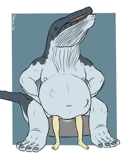 anal anal_vore anthro anthro_pred baleen belly big_belly blue_background border duo eyes_closed head_first human_prey male male/male male_pred nude simple_background tan_legs vore white_arms white_belly white_body white_border white_legs dolorcin ardi_(darthardios) aquatic baleen_whale cetacean human humpback_whale mammal whale 2026 hi_res