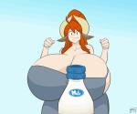 big_breasts bouncing_breasts breasts cleavage clothed clothing female huge_breasts hyper hyper_breasts nipple_outline solo marrazan adeline_(marrazan) animal_humanoid bovid bovid_humanoid bovine bovine_humanoid humanoid mammal mammal_humanoid 2019 2d_animation 6:5 animated frame_by_frame short_playtime