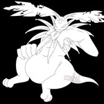 ambiguous_gender anthro belly black_background frill_(anatomy) horn long_ears membrane_(anatomy) membranous_frill navel simple_background sitting slightly_chubby smile solo thick_thighs one-starry-knight bandai_namco digimon cherubimon cherubimon_(evil) digimon_(species) 1:1 hi_res