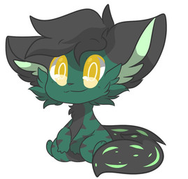 anthro chibi fur green_body green_fur happy looking_at_viewer male simple_background solo white_background smolpurrito sleepy_(character) canid canine fox mammal digital_media_(artwork) source_request
