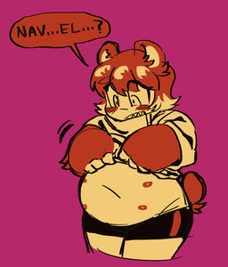 ambiguous_gender ambiguous_humanoid animal_ears arm_tuft asking bear_ears belly big_belly big_eyes black_bottomwear black_clothing black_shorts blush bottomwear brown_body brown_fur brown_hair brown_tail claw_fingers clenched_teeth clothed clothing clothing_lift dialogue embarrassed eyelashes fluffy fluffy_tail fur grimace hair hotpants looking_at_belly looking_down looking_down_at_self love_handles midriff motion_lines multi_nipple navel nipples overweight overweight_ambiguous overweight_humanoid partial_fur partially_furred round_ears scut_tail sharp_teeth shirt shirt_lift short_hair short_sleeves short_tail shorts simple_background solo speech_bubble surprised tail tan_body tan_skin teeth text three-quarter_view topwear tuft white_clothing white_hair_tips white_shirt white_topwear wide_hips serafphim nintendo splatoon charlie_(serafphim) animal_humanoid bear humanoid mammal mammal_humanoid ursid_humanoid 2026 english_text hi_res partially_colored portrait sketch three-quarter_portrait male_(lore)