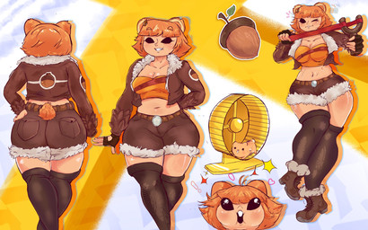 animal_ears animal_tail big_butt black_eyes blush breasts buckteeth butt cleavage clothed clothing cosplay eyelashes female front_view fur hair navel orange_body orange_fur rear_view short_hair solo tan_body tan_skin teeth thick_thighs wide_hips bouncybanan4 marvel marvel_rivals hamichi squirrel_girl_(marvel) animal_humanoid cricetid cricetid_humanoid hamster_humanoid humanoid mammal mammal_humanoid rodent rodent_humanoid 16:10 hi_res widescreen