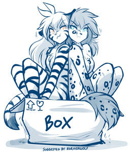 angry annoyed anthro back_to_back biped blue_eyes box breasts casual_nudity cheek_tuft chest_tuft container eyebrow_through_hair eyebrows facial_tuft female fur hair humor markings nude nude_anthro nude_female simple_background sitting sitting_in_box small_breasts solo spots spotted_body spotted_fur spotted_markings spotted_tail striped_body striped_fur striped_markings striped_tail stripes tail tail_markings text tight_space translucent translucent_hair tuft white_background yellow_eyes conditional_dnp tom_fischbach if_it_fits_i_sits_(meme) twokinds flora_(twokinds) kathrin_vaughan canid canine canis felid hybrid keidran mammal pantherine tiger wolf 2026 blue_and_white english_text meme monochrome sketch spot_color