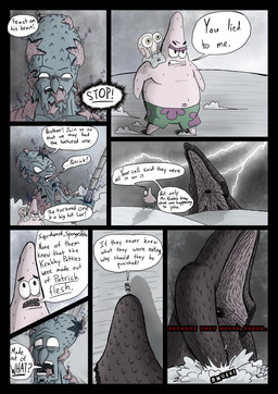 anthro blood bodily_fluids bottomwear clothed clothing dialogue eyebrows feral group impalement macro male muscular muscular_male no_pupils open_mouth outside pants pupils size_difference speech_bubble text topless stillinthesimulation nickelodeon spongebob_squarepants gary_the_snail patrick_star squidward_tentacles aquatic aquatic_gastropod asterozoan cephalopod echinoderm gastropod mollusk sea_snail snail starfish absurd_res comic english_text hi_res