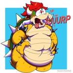 anthro belly belly_expansion belly_overhang big_butt burping butt expansion male moobs overweight overweight_anthro overweight_male solo text shadydaone mario_bros nintendo bowser koopa reptile scalie turtle 1:1 hi_res