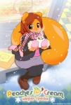 anthro beverage big_tail box breath brown_eyes brown_hair candy chocolate clothed clothing cold container cup dessert female food fur hair handwear holding_container holding_cup holding_object hot_chocolate marshmallow mittens orange_body orange_fur outside pastries scarf snow solo tail text winter miu peaches_(miu) mammal rodent sciurid tree_squirrel english_text url