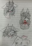 anthro bodily_fluids bood corpse cum cum_on_face death female female_death fur genital_fluids gore grey_hair hair horn red_eyes stud_ear_ring white_body white_fur bilibiliupjiamou mrs.jiamou(bilibiliupjiamou) canid canine fox mammal absurd_res hi_res
