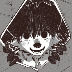 anthro black_body black_eyes black_fur black_hair creepy_smile floppy_ears fur hair hole_in_wall looking_at_viewer male smile solo white_body white_fur hemuchang shin_(hemuchang) canid canine canis domestic_dog mammal 1:1 2022 hi_res