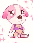 anthro bikini breasts clothing dress female navel solo swimwear two-piece_swimsuit amimalcrossin animal_crossing nintendo cookie_(animal_crossing) canid canine canis domestic_dog mammal hi_res