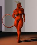 5_toes abs anthro barefoot big_breasts breasts featureless_crotch feet female horn muscular muscular_anthro muscular_female nipples non-mammal_breasts non-mammal_nipples nude pose red_body solo tail thick_thighs toes wide_hips vic34677 mythology fire_(character) dragon mythological_creature mythological_scalie scalie 3d_(artwork) digital_media_(artwork) pinup