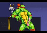 animal_genitalia anthro bodily_fluids erection eyes_closed genital_fluids genital_slit genitals holding_penis knee_pads leaking_precum leaning_on_wall male mask melee_weapon muscular nude penis precum sai_(weapon) short_tail solo standing tail weapon mishajeans teenage_mutant_ninja_turtles raphael_(tmnt) reptile scalie turtle animated low_res short_playtime signature