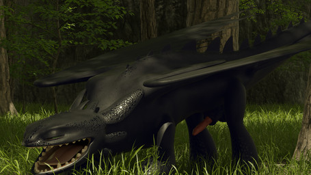 animal_genitalia animal_penis big_stretch black_body black_scales erection feral forest forest_background genitals green_eyes male narrowed_eyes nature nature_background open_mouth penis plant scales sheath solo standing stretching tail teeth tree wings yawn yawning_position furryfamine20 dreamworks european_mythology how_to_train_your_dragon mythology toothless dragon fury_(httyd) mythological_creature mythological_scalie night_fury scalie western_dragon 16:9 3d_(artwork) blender_(artwork) blender_cycles_(artwork) digital_media_(artwork) hi_res widescreen