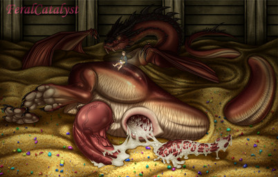 anal anal_penetration anus assisted_anal assisted_sex autopenetration barefoot big_penis bodily_fluids claws cum cum_in_ass cum_inside duo excessive_cum excessive_genital_fluids feet feral gaping gaping_anus gem genital_fluids genitals glowing glowing_eyes gold_(metal) huge_penis hyper hyper_genitalia hyper_penis macro male male/male masturbation penetration penis pile_of_gold sitting sitting_on_another size_difference tongue tongue_out weighing_scale feralcatalyst j._r._r._tolkien middle-earth_(tolkien) mythology the_hobbit bilbo_baggins smaug dragon humanoid mythological_creature mythological_scalie scalie hi_res