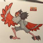 2019 4_toes alternate_color ambiguous_gender anisodactyl anthro anthrofied athletic athletic_ambiguous athletic_anthro avian avian_feet beak biped bird black_body black_claws black_feathers claws crotch_tuft english_text facial_markings fakemon feather_tuft feathered_wings feathers featureless_crotch feet fighting_pose firefightdex front_view frown full-length_portrait generation_5_pokemon grey_body grey_feathers grey_wings head_markings head_tuft hi_res looking_aside looking_away marco_fanjul marker_(artwork) markings mixed_media multicolored_body multicolored_feathers nintendo pen_(artwork) pokemon pokemon_(species) pokemorph portrait pose red_body red_feathers red_markings red_wings shadow simple_background solo spread_legs spreading standing talons text toe_claws toes toony traditional_media_(artwork) tranquill tuft two_tone_body two_tone_feathers two_tone_wings white_background wide_stance winged_arms wings yellow_beak yellow_eyes